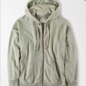 American Eagle Fleece Full Zip Slouchy Hoodie